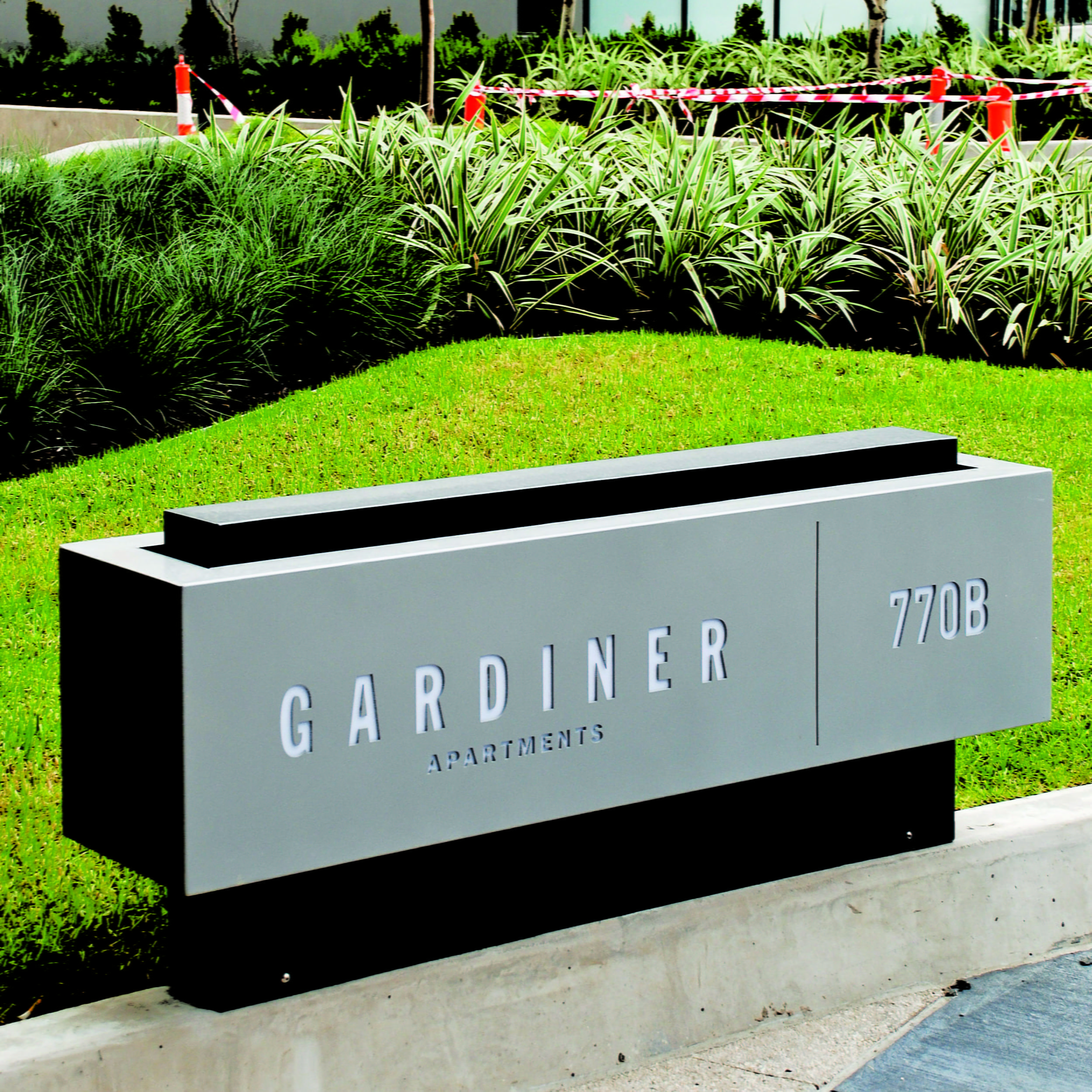 Apartment building sign