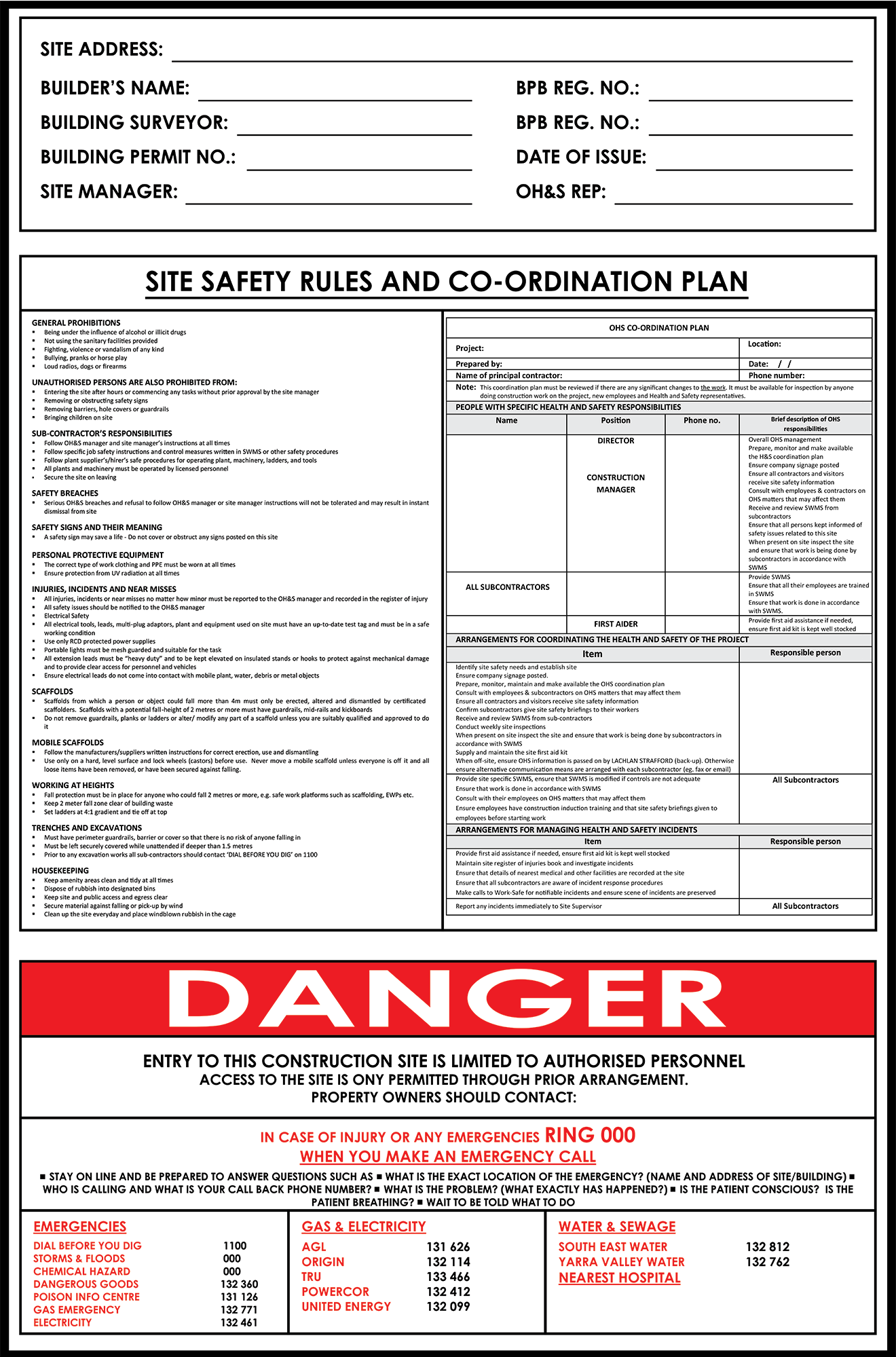 Site Safety Sign x 3