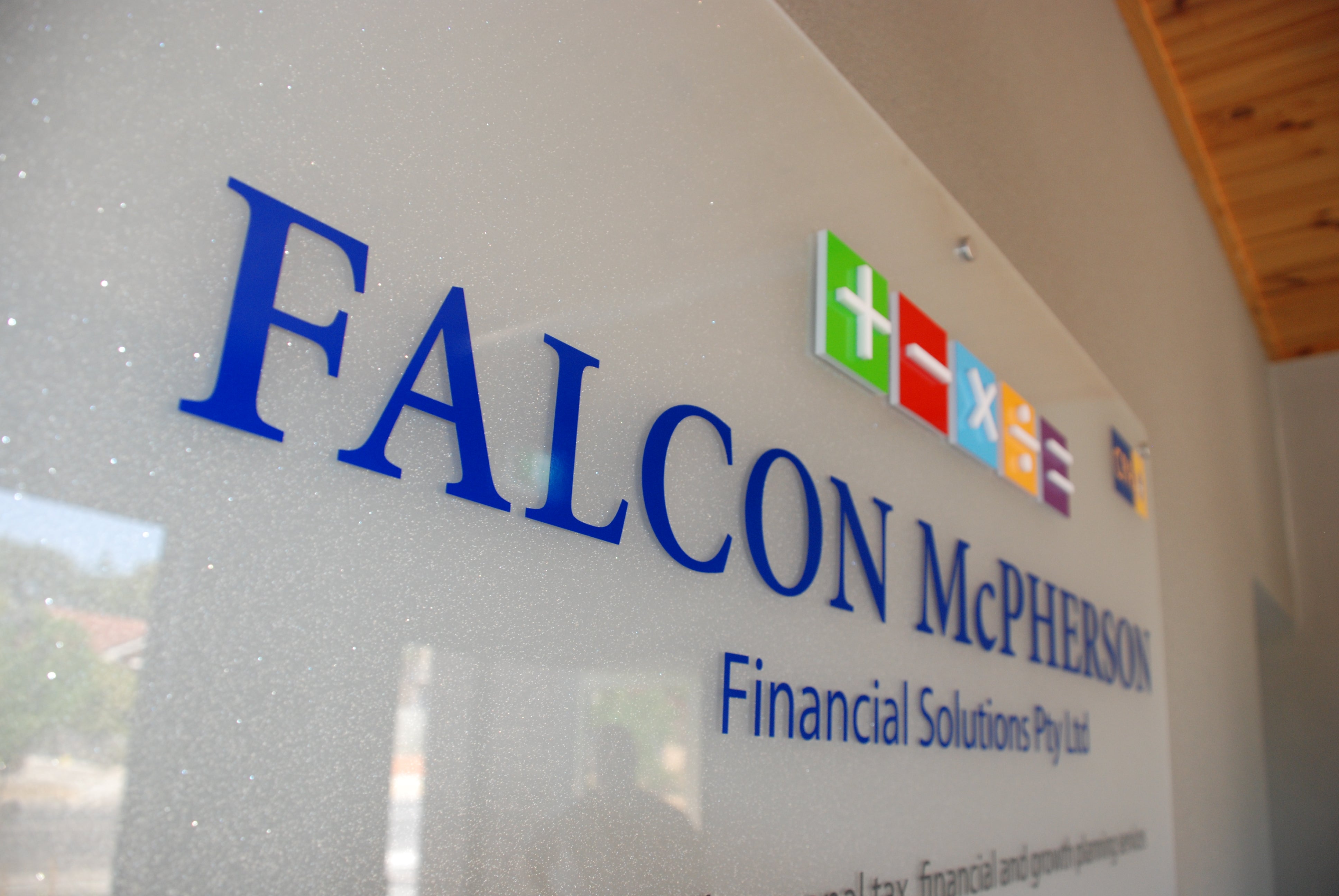 wall offset acrylic panel reception sign with 3D letters