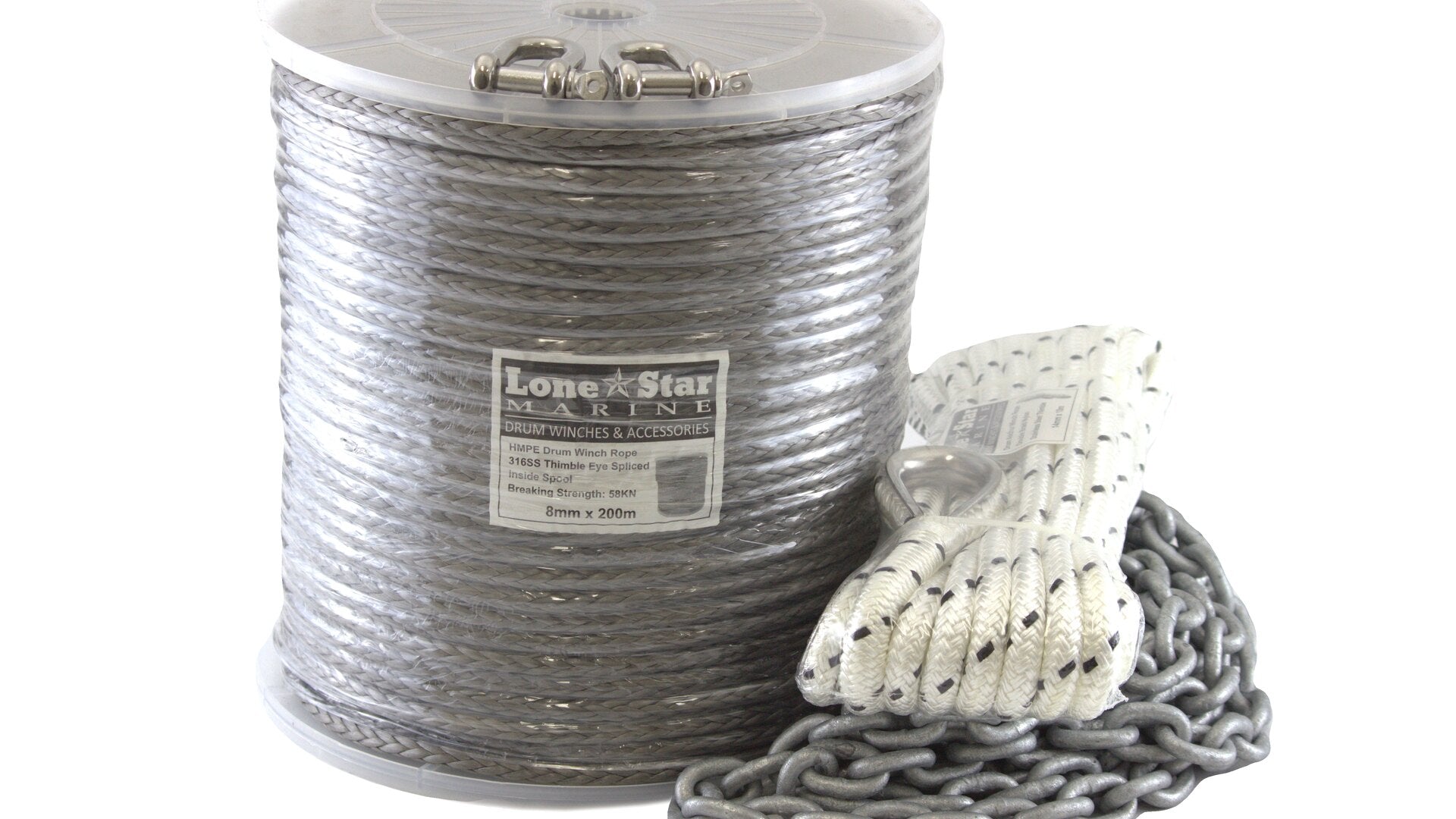 High Strength Anchor rope and chain kit to suit Lone Star Marine GX4 model HSC8x200 -GX4