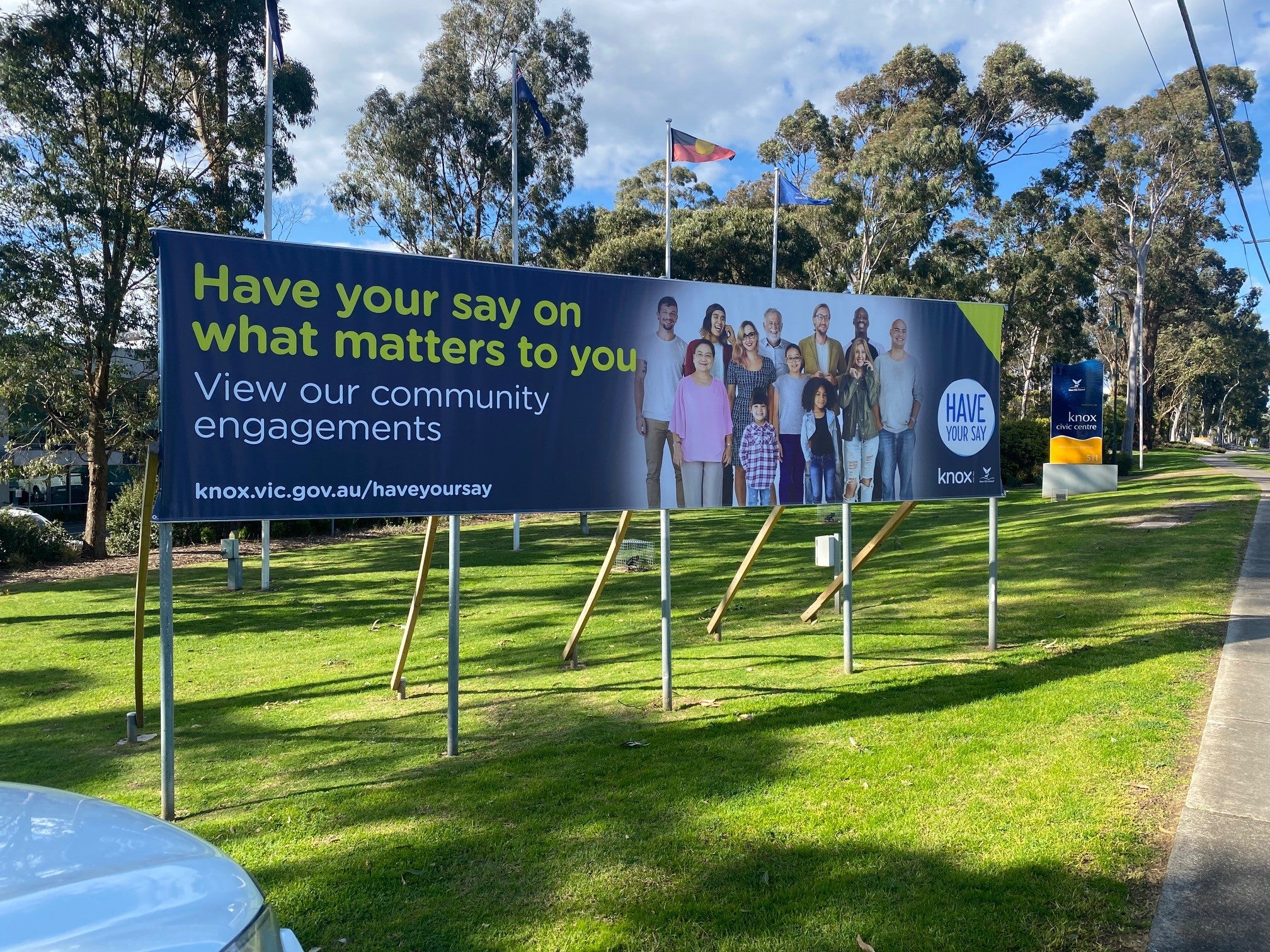 Council temporary banner for Knox council community engagement