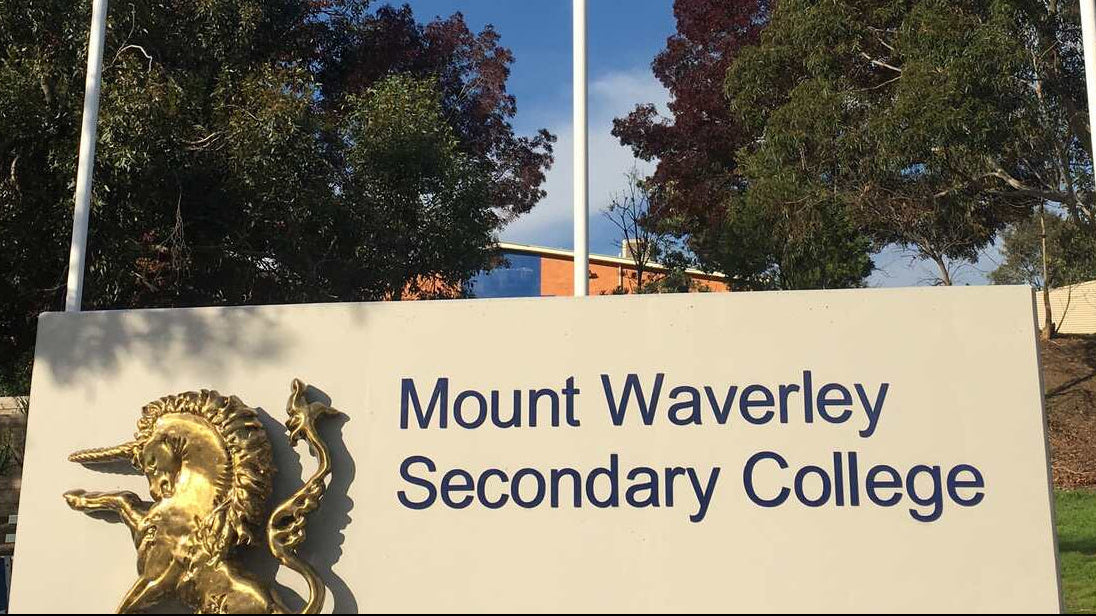 School signage melbourne Mount Waverley Secondary College school sign and flag poles