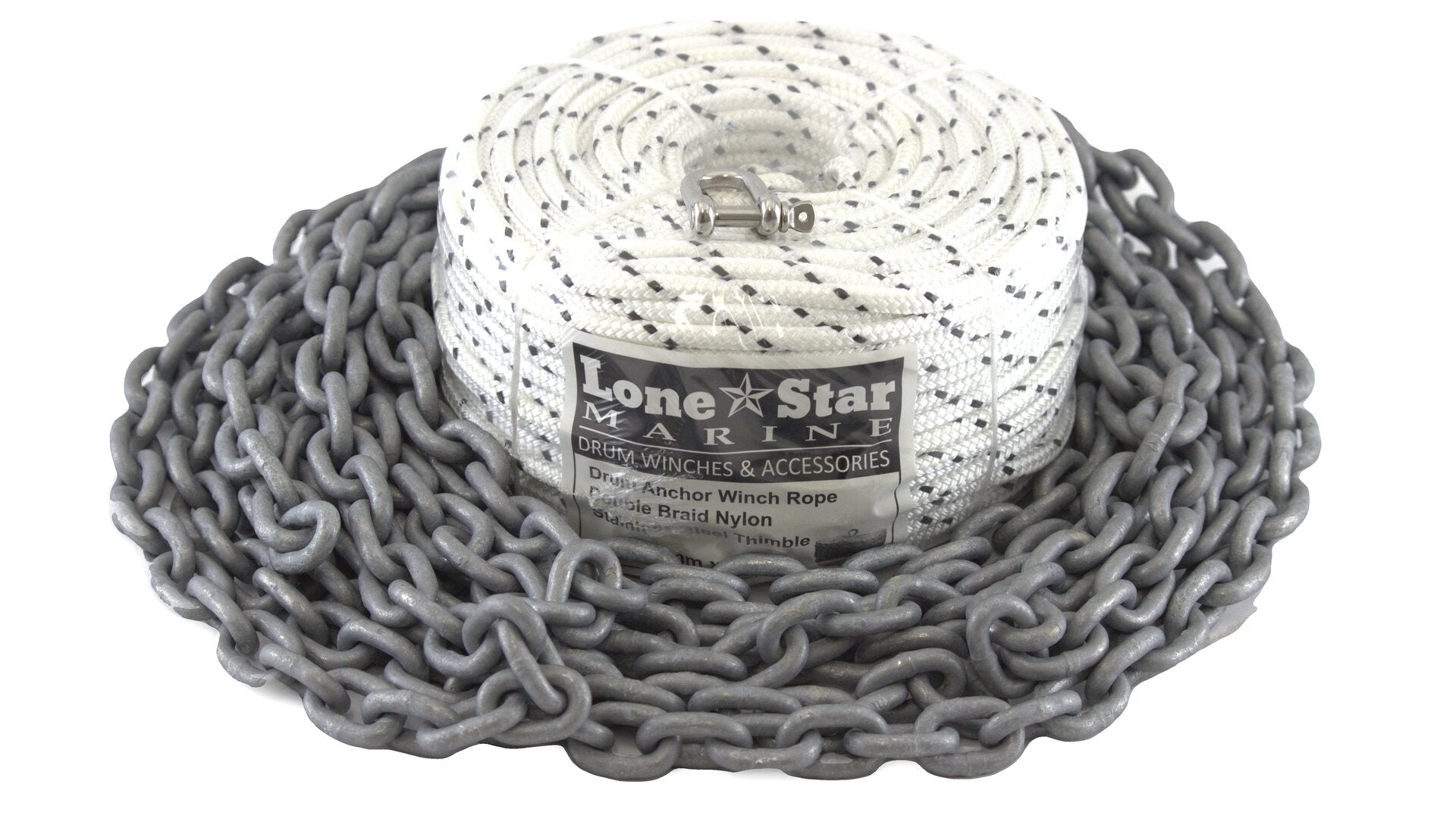 Rope and Chain Kit - Double Braid Nylon for Lone Star Marine GX1 Boat Anchors - RC6x60 -GX1