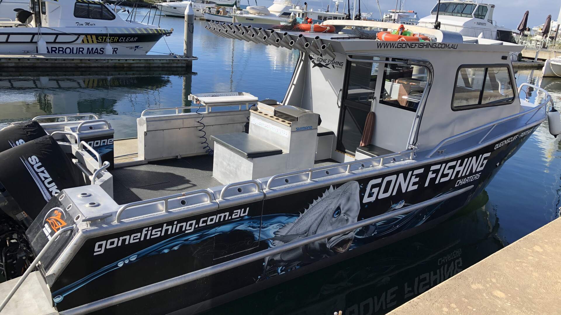 Custom fishing boat wrap Melbourne Victoria Gone Fishing boat wrap by Form A Sign
