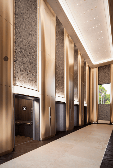 Architectural finish 3M Di-Noc hotel elevator