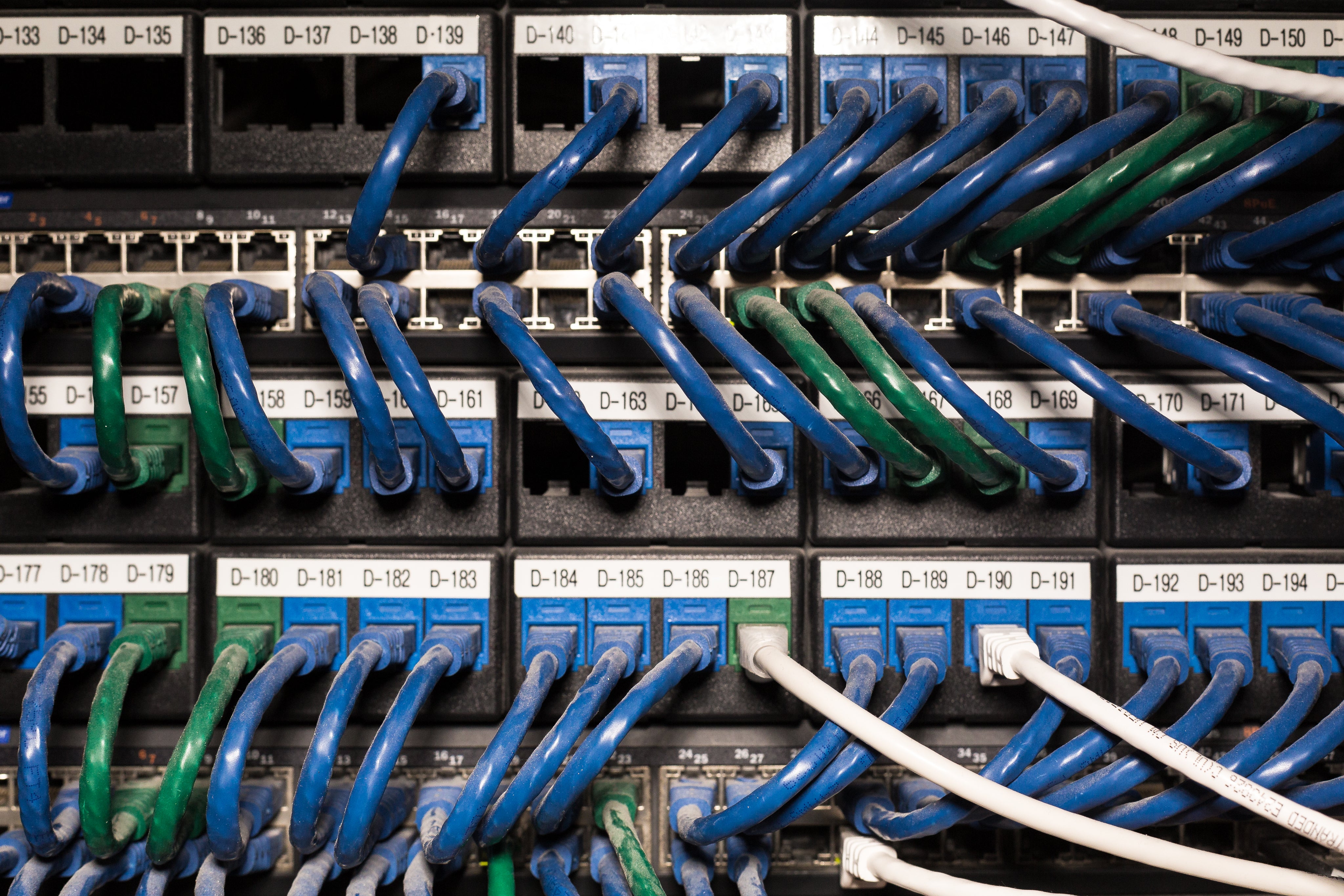 Labels on a data centre computer network server