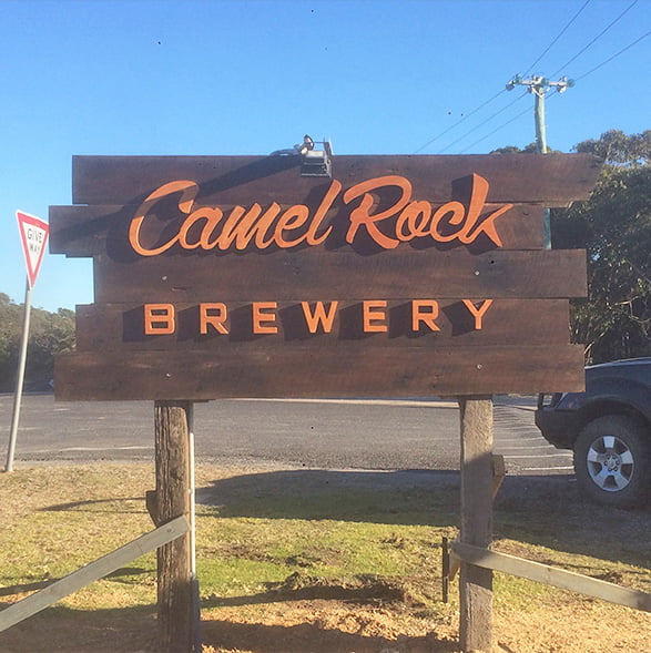 Cool timber sign with 3D letters Camel Rock Brewery