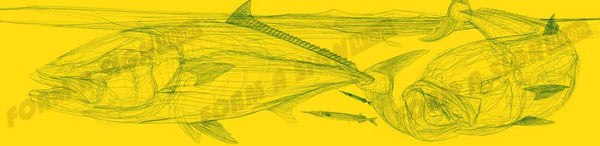 King Fish Line Art Yellow