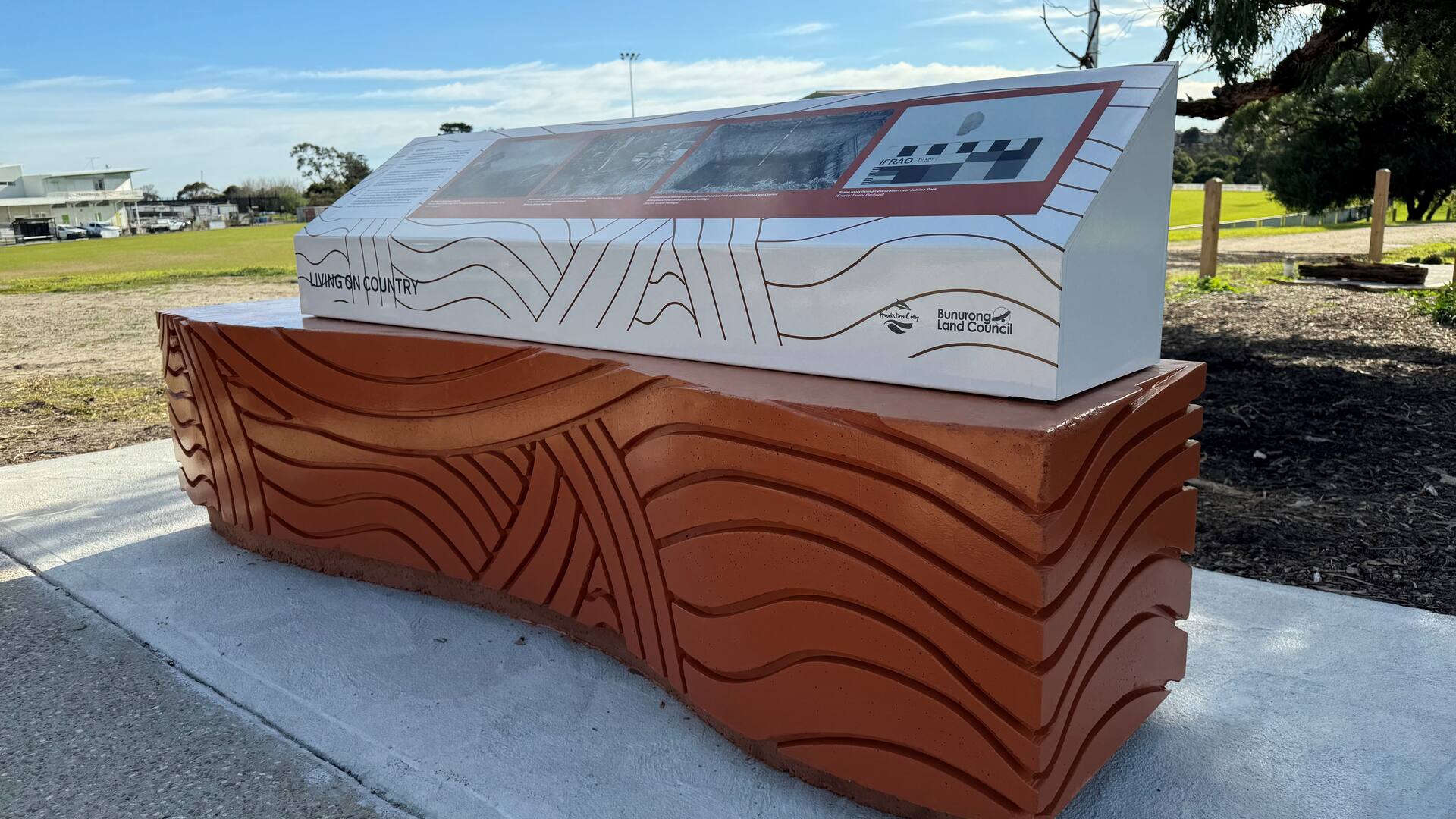 custom concrete park information sign