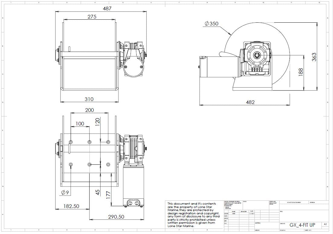 GX4 Boat Anchor Winch Kit plus Rope, Chain, Deck Roller, Swivel and Chain Guard - GX4 HS8mm Combo