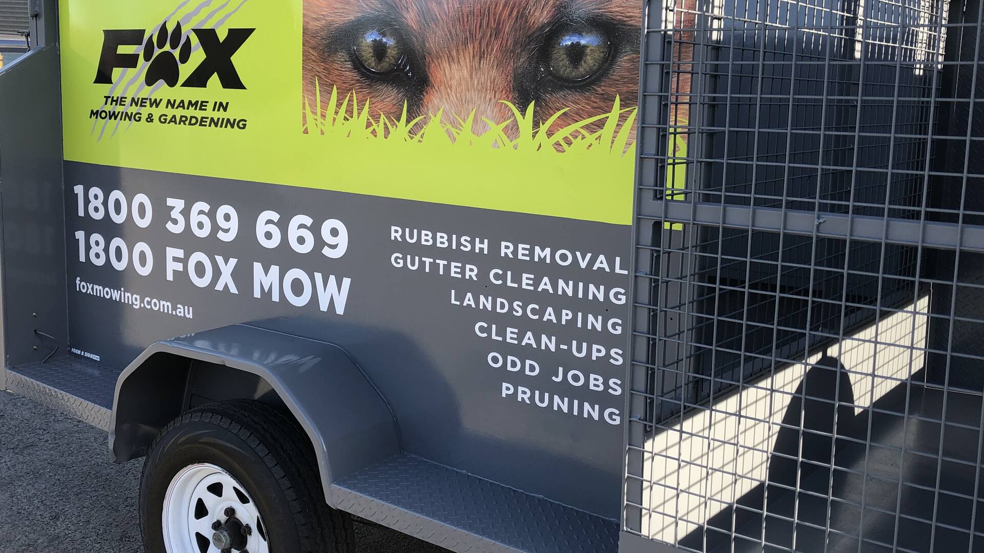 Fox Mowing Trailer Signage