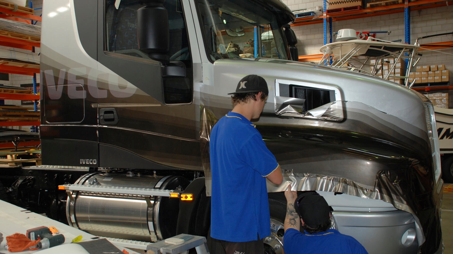 truck being wrapped