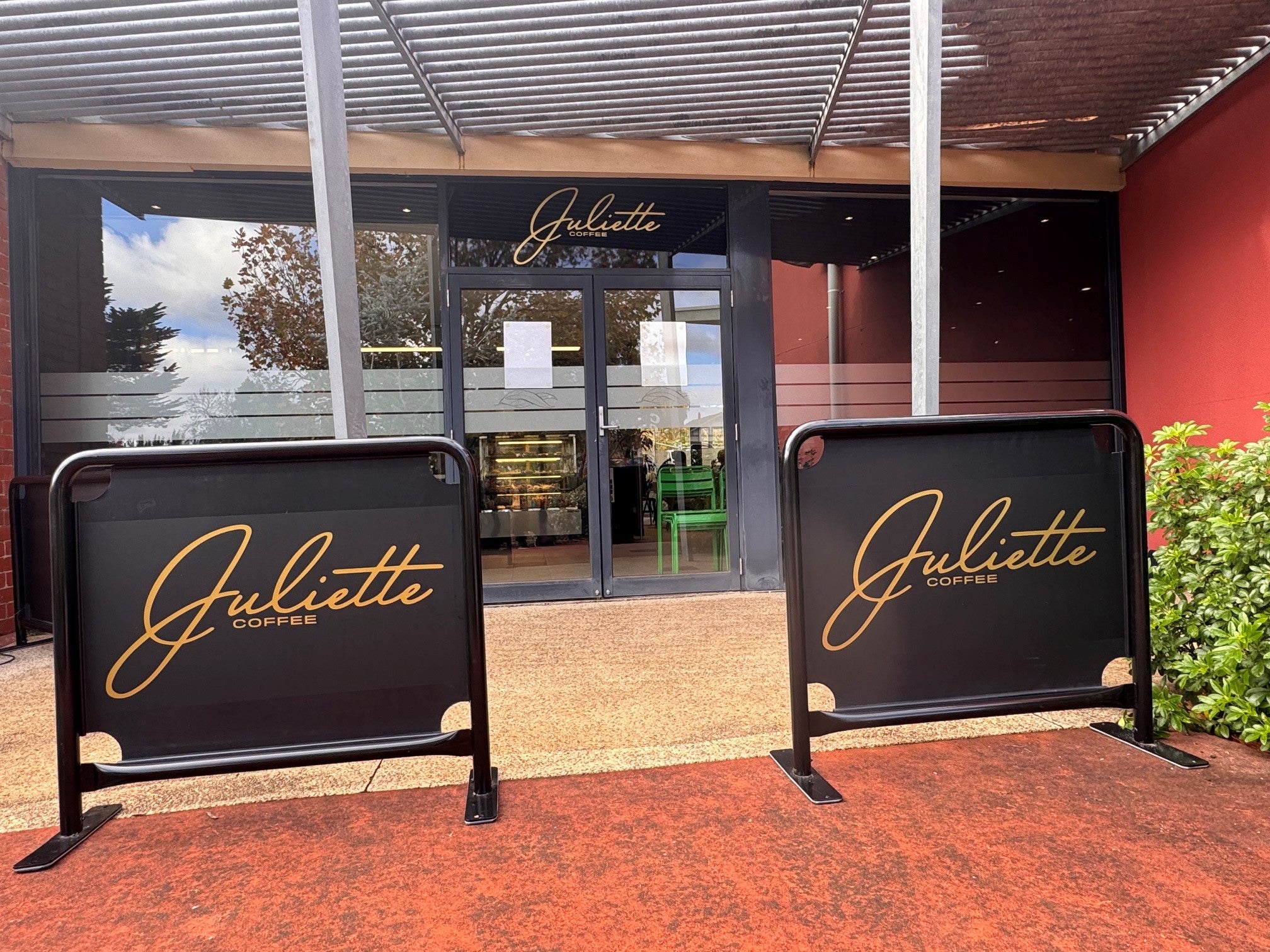Cafe Signage, cafe bollards
