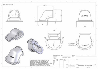 Mini-wide Hawes Pipe for boats with no anchor well - Mini-Wide Hawse Pipe - HPW-M
