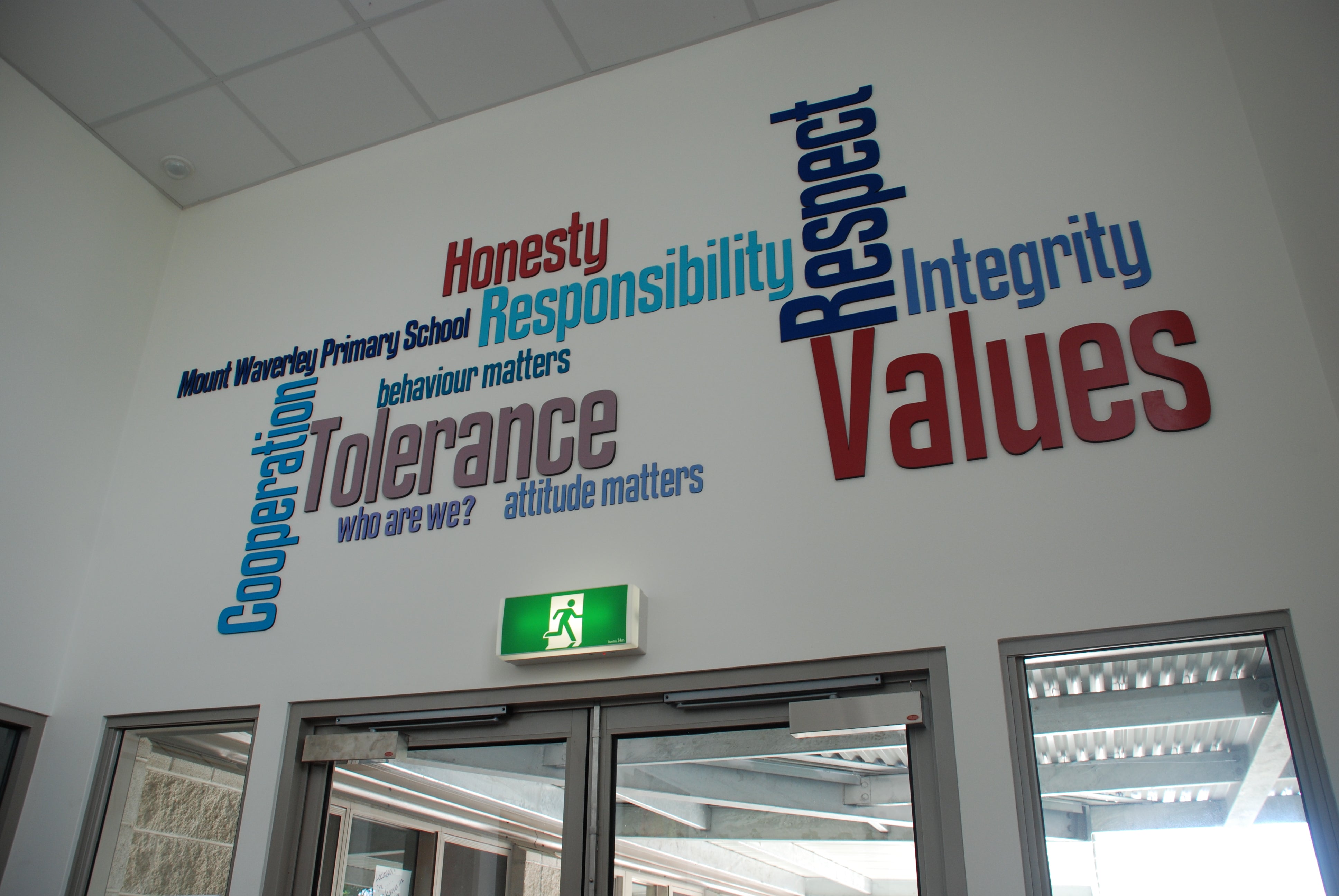 Lysterfield Primary School Values sign at reception