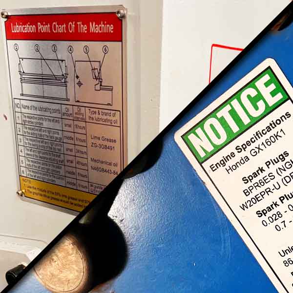 Machine & Equipment Stickers