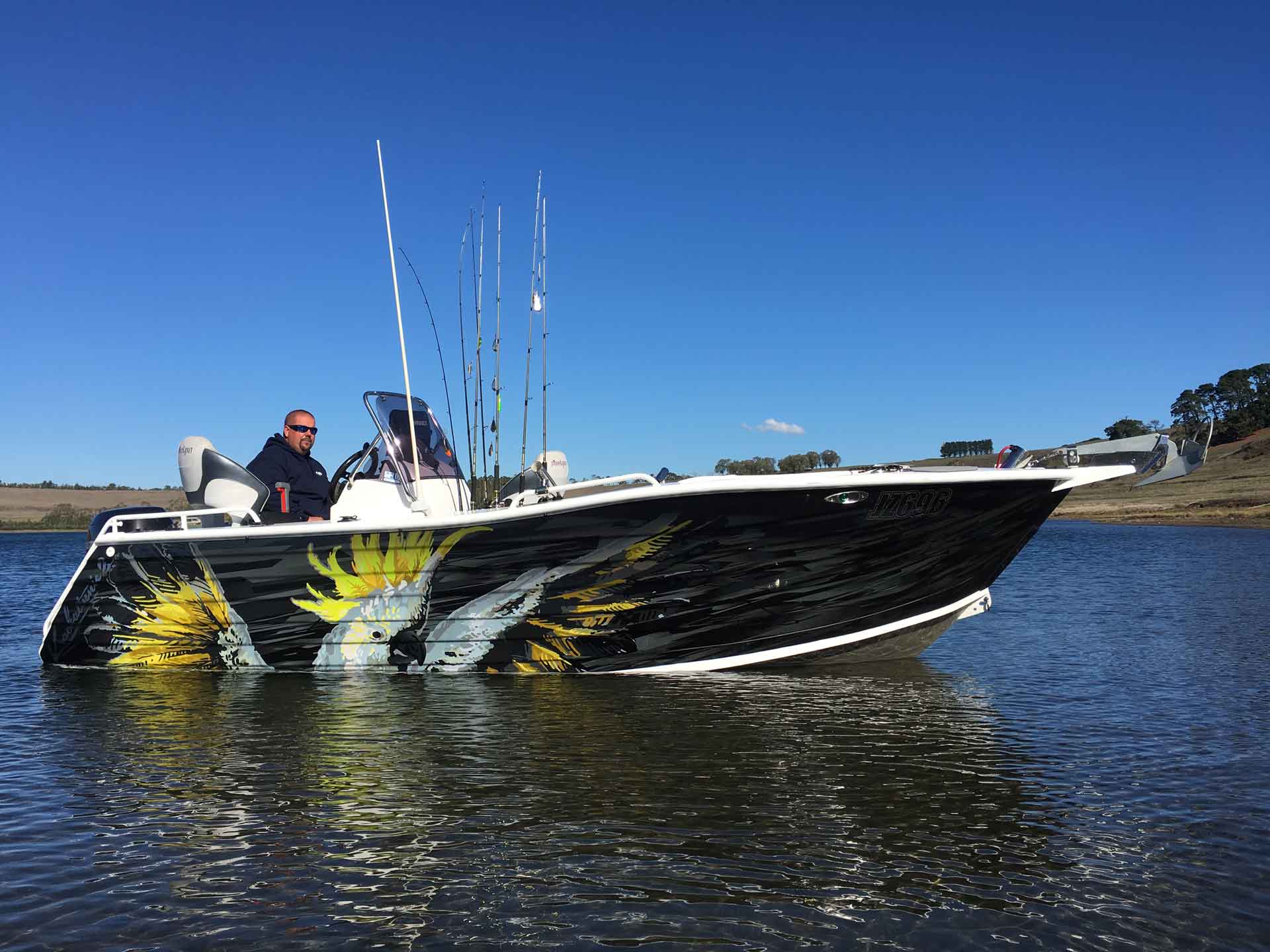 Custom fishing boat wrap Melbourne Victoria Form A Sign Boat Wrap 3M vinyl cockey