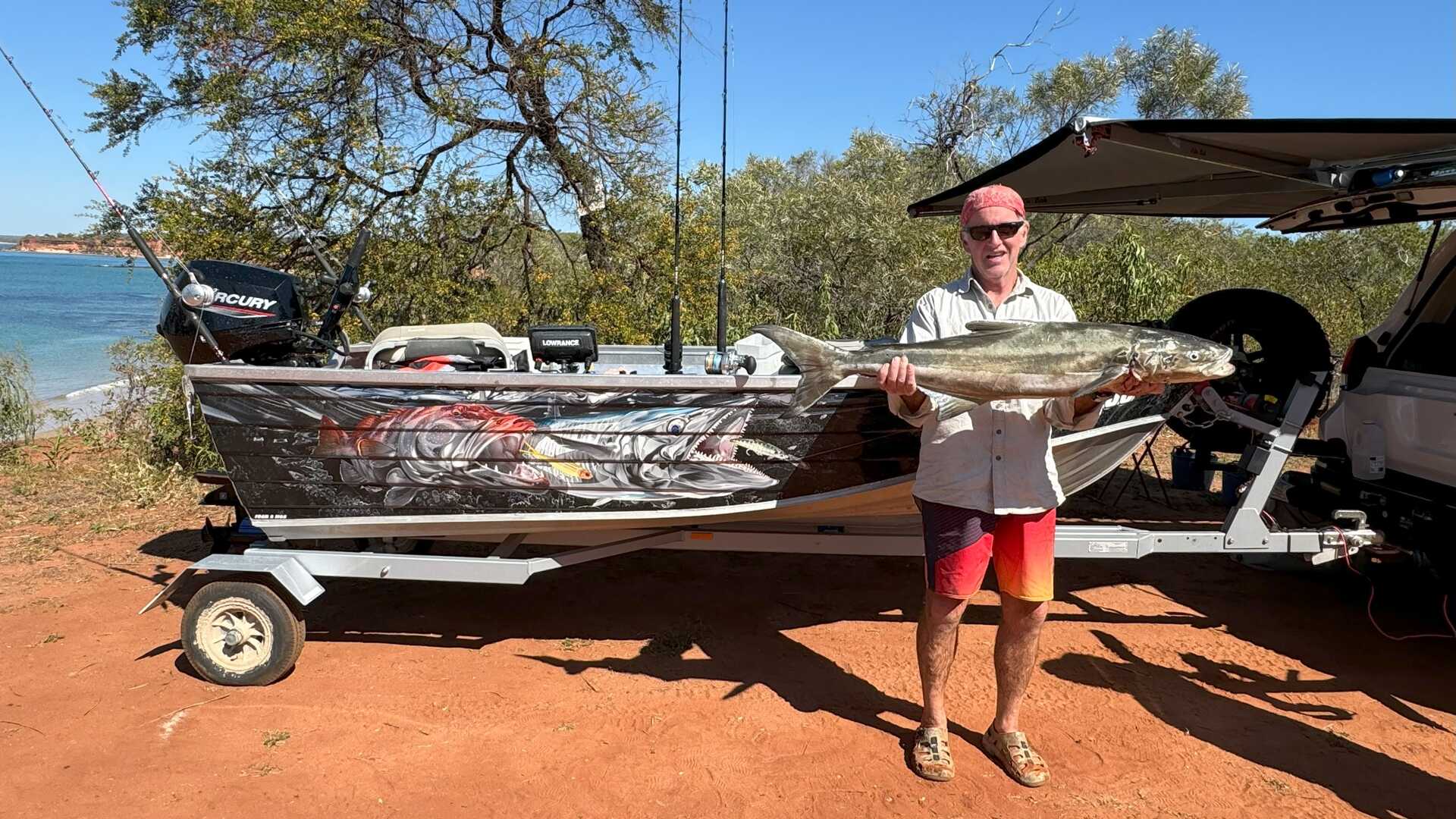 Custom fishing boat wrap Australia Form A Sign Boat Wrap 3M vinyl 
