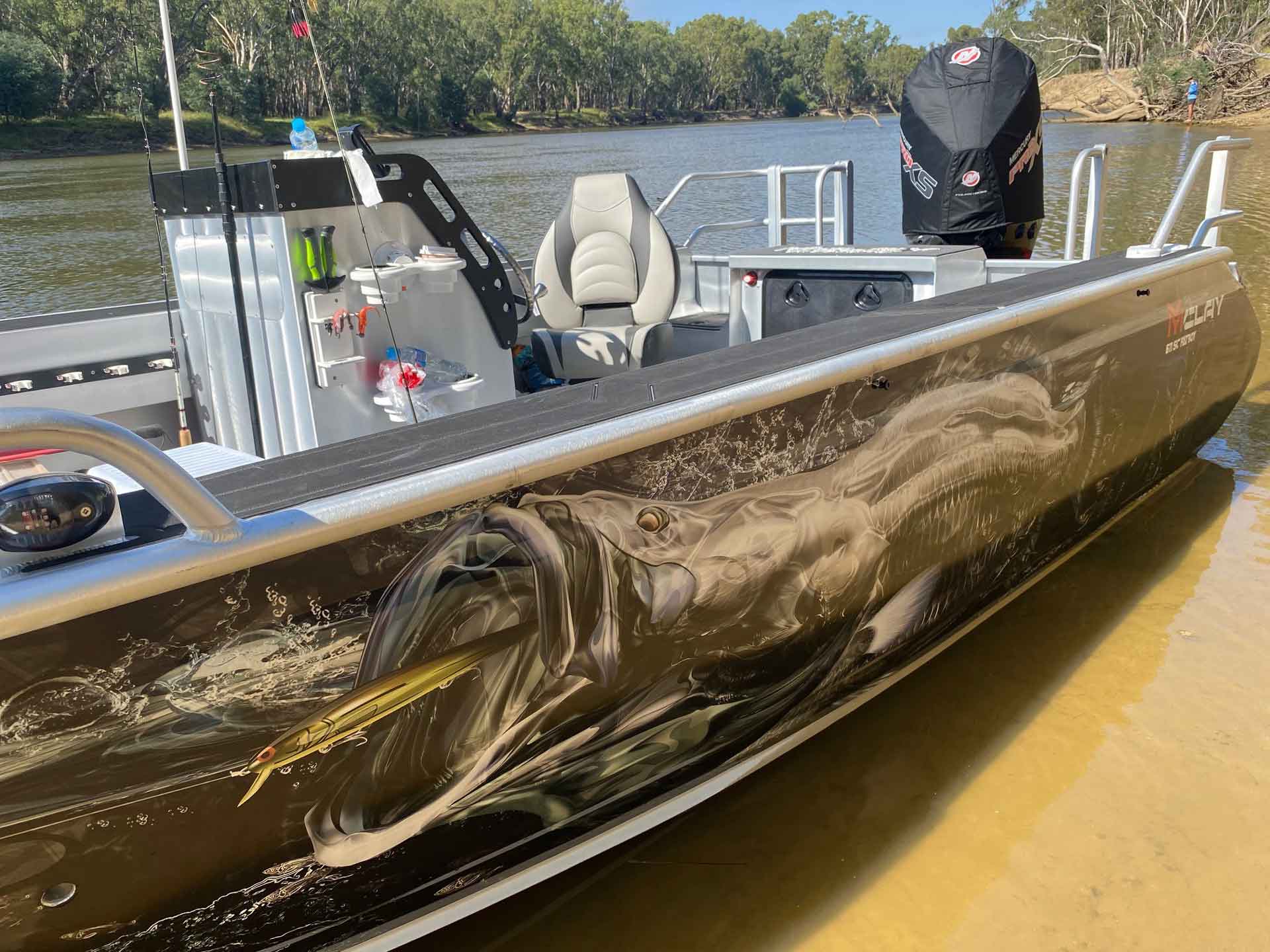 Custom fishing boat wrap Melbourne Victoria Barramundi boat wrap Form A Sign 3M