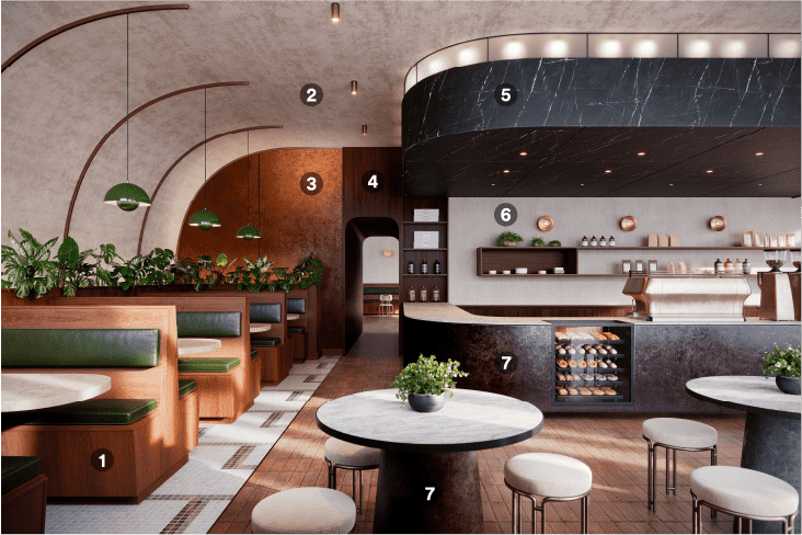 Restaurant architectural finish 3M Di-Noc